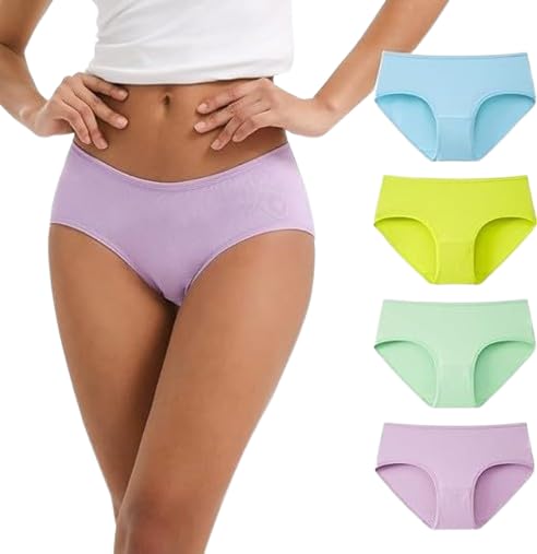 Women's Bikini Panties, Breathable Stretch Cotton Underwear, Assorted, 4-Pack, Basic Color Mix,-image-3