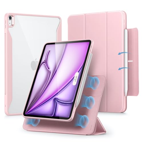 ESR for iPad Air 13 Inch Case M4/M3/M2 (2026/2025/2024) with Pencil Holder, Removable Magnetic Cover, Vertical Stand, Fully Supports Pencil Pro and Pencil(USB-C), Rebound 360 Series, Pink by ESR - Used condition - CA$31.50
