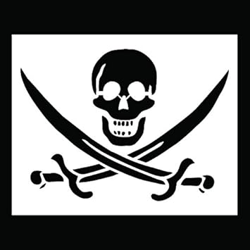 Amazon.com : Auto Vynamics - STENCIL-JOLLYROGER01-10 - Detailed Pirate