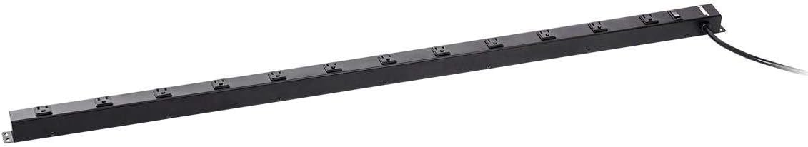 Monoprice Power & Surge - 12 Outlet 4 Feet Metal Power Strip - 6 Feet Cord - Black | 15A / 125V / 1875W