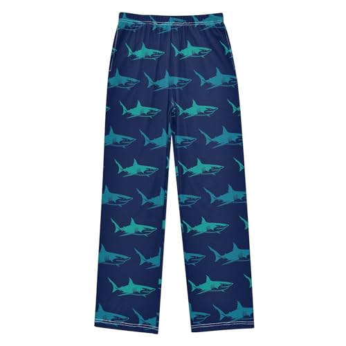 Boys' Pants Shark Blue Pattern Long Bottoms Jogger Pants Elastic Waist Trousers with Pockets S-XL