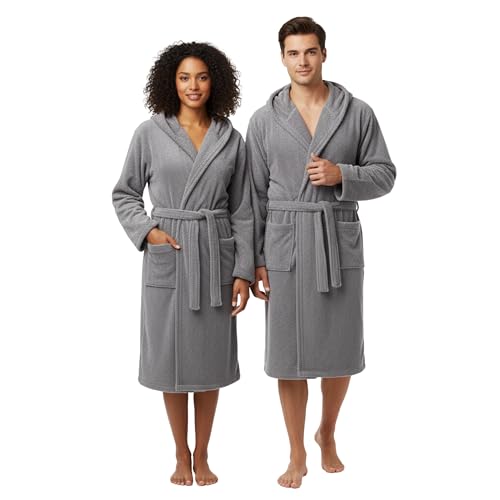 BOSKIMO Albornoz de Baño Unisex 100% Algodón OEKO-TEX – Bata para Hombre y Mujer – Rizo Americano – Suave y muy Absorbente