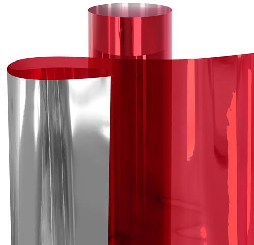 Image of VViViD One-Way Colorful Vinyl Window Tinting Sheets (6ft x 5ft, Red Mirror Chrome)