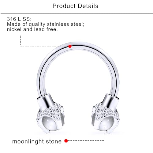 Lcolyoli Septum Rings 16G Surgical Steel Septum Jewelry Smiley Piercing Jewelry Daith Rook Earrings for Women Men Horseshoe Hoop Earring CZ Heart Butterfly Nose Rings 10mm3