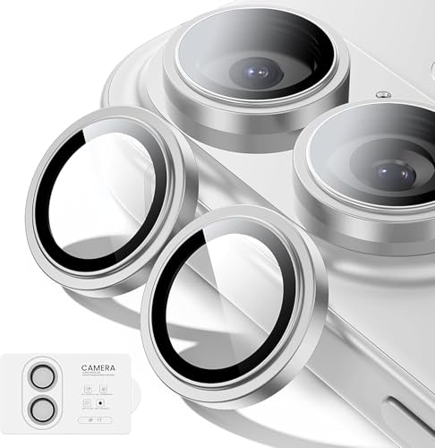 Image of Choiche Camera Lens Protector Compatible for iPhone 17 (Silver) - 9H Tempered Glass Camera Cover, HD Clear Anti-Scratch Screen Protector with Metal Ring Decoration, Case Friendly, Night Shot Safe