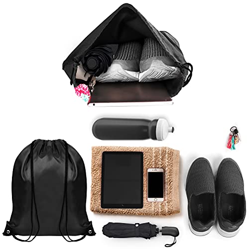 Belle Vous Zwarte Trekkoord Gymtassen (12 Pak) – 42 x 35 cm – School Sport Rugzakken voor Opslag, Reizen en Zwemmen – Unisex Tote voor Heren, Dames, Volwassenen en Kinderen - Image 5