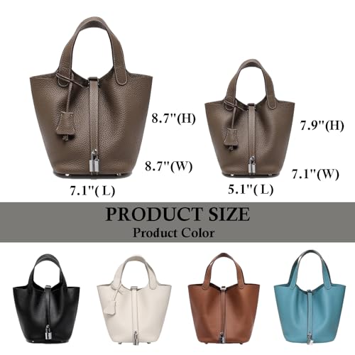 Genuine Leather Handbags Casual Satchel for Women Soft Bucket Bags Stylish Lock Design Daily Small Shoulder Bags2