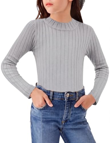 Image of Arshiner Girls Half Turtleneck Long Sleeve Knit Slim Sweater Pullover Tops