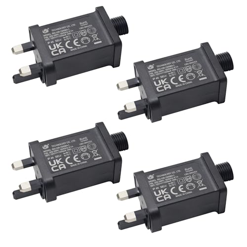 BEISHIDA 12V 1500mA Class 2 Power Supply Adapter,IP44 LED Transformer Replacement for String Light/Inflatable Device/Holiday Christmas Lights, 4pack