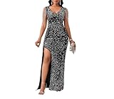 Cololura Women Sexy Elegant Sequin Tassel Mermaid Bodycon Formal Party Gowns Evening Maxi Dress Black-Silver