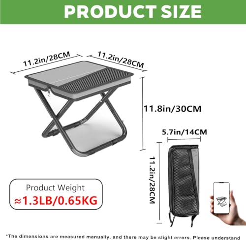 Image of Portable Ultralight Travel Stool Camping Chair Fishing Stool - Gray Carbon Steel and Keychain, Handbag Style Pocket Foldable