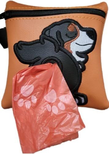 Cute Bernese Mountain Dog Poop Bag Holder - Dispenser - Poop Pouch for Leash - Gift for Dog Owner
