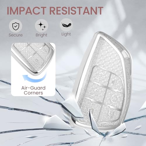 Image of Car Key Fob Cover for Buick, Rhinestone Wristlet Case, White