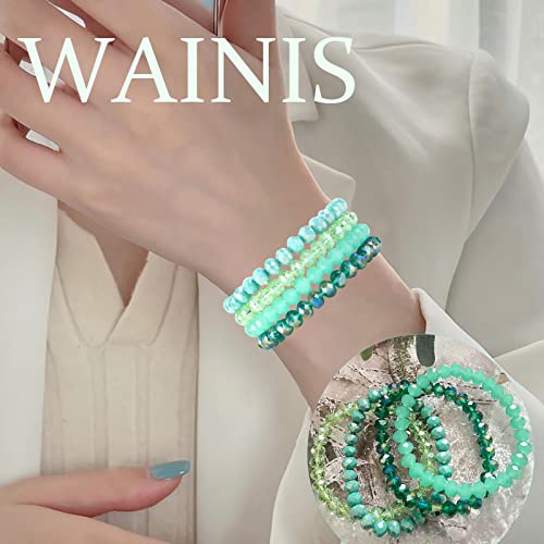 Wainis 24Pcs Bohemian Multi-Layer Crystal Beaded Stacking Bracelet For Women Versatile Stretch Strand Statement Wrap Stackable Shiny Crystal Bead Bracelets Pack #TOP2
