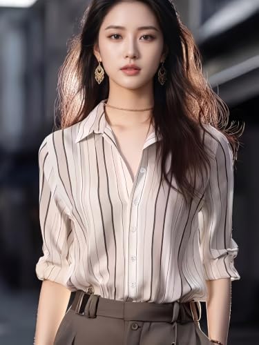 Image of URBAN OX Women's Casual & Corporate Wear Comfort Shirt - Stylish Korean Tops for Women, Formal Shirts for Women Office Wear, Oversized & Wrap Tops, Plus Size