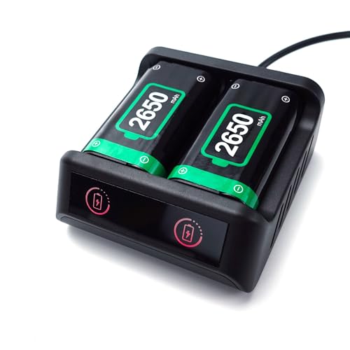 QUMOX - Lote de 2 baterías recargables de carga rápida de 2650 mAh con cargador compatible con mando inalámbrico Xbox One/Xbox Series X|S/S/X/Elite, protección inteligente duradera - imagen 5