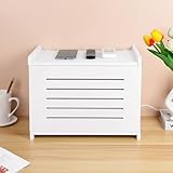 BEARUT White Router Shelf Projector Shelf Projector Stand Router Storage Box Modem Cable Router Cover Organized Power Strip Cable Management Hider Rack by Solid Wood