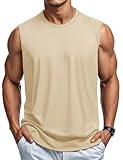 MAGCOMSEN Men's Tank Top for Beach Soft Moisture Wicking Shirt Casual Summer Cotton Sleeveless T-Shirt Light Apricot, XL