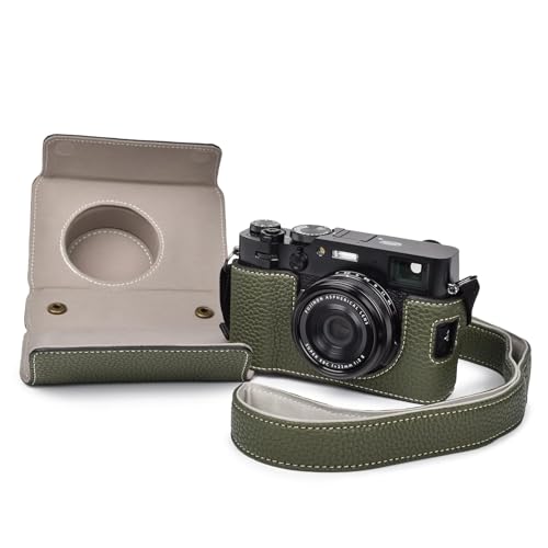 VOVMOEYA X100VI Case,Camera Half Case for X100VI,PU Leather Camera Case Compatible with X100VI Digital Camera with camera strap - Green