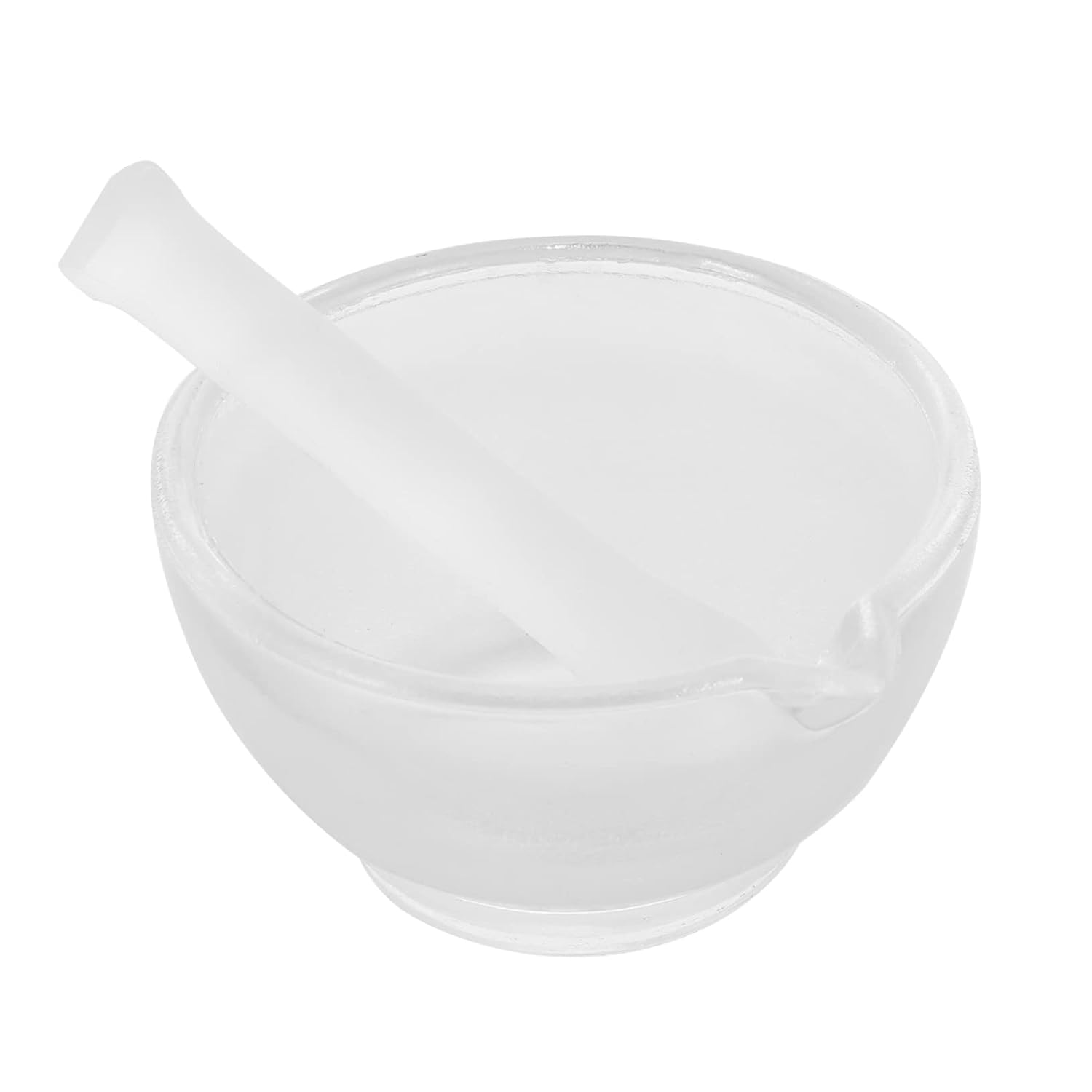 Mortero y maja de vidrio para cocina y laboratorio