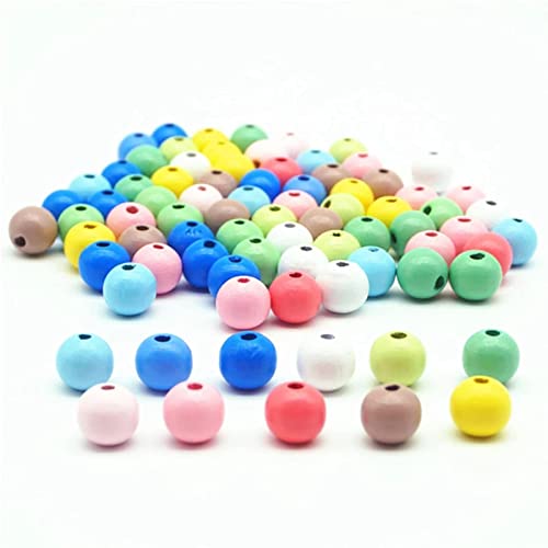HERZWILD 500pcs Colourful Wooden Beads 10mm for Threading Wooden Craft Bead,Round Loose Wooden Beads for DIY Jewellery Making - Image 4