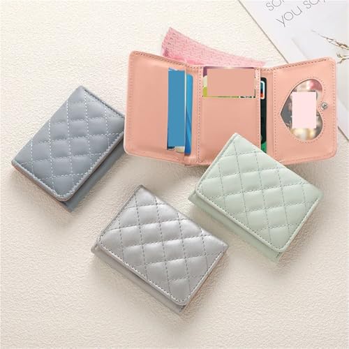 Women Short Wallets PU Leather Female Plaid Purses Leather Card Holder Wallet Woman Wallet Coin Purse Coin Purse(Pink)2