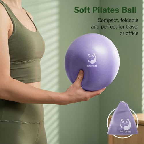Image of Slim Panda Pilates Ball, 9 Inch Small Exercise Ball, Anti Burst Mini Yoga Ball for Stability, Workout, Barre, Core Strength, Physical Therapy, Balance, Stretching