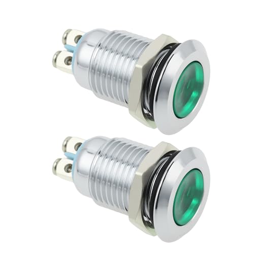 EMSea Lot de 2 Indicateurs de Tableau de Bord de Voiture 15 Mm 12 V CC 15 MA pour Motos (Vert)
