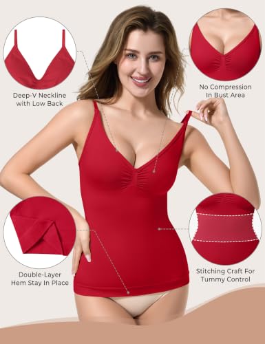 Image of EUYZOU Womens Tummy Control Shapewear Tank Tops Seamless V-Neck Compression Tank Tops Body Shaper Camisole