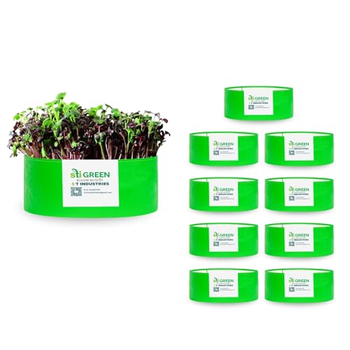 Image of HDPE Grow Bags for Plants 24X6 Inch (Pack of 10) | 260 GSM Heavy Duty UV-Protected Round Green Colour Plant Bags for Terrace and Vegetable Gardening | Strong & Reusable|