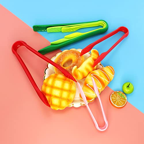 Image of YANCI 3 Pcs Reusable Plastic Kitchen Serving Tongs, Non-Slip Bread Clip for Cooking, Salad Tongs, Colorful Tongs, Catering and Everyday Use (Red)