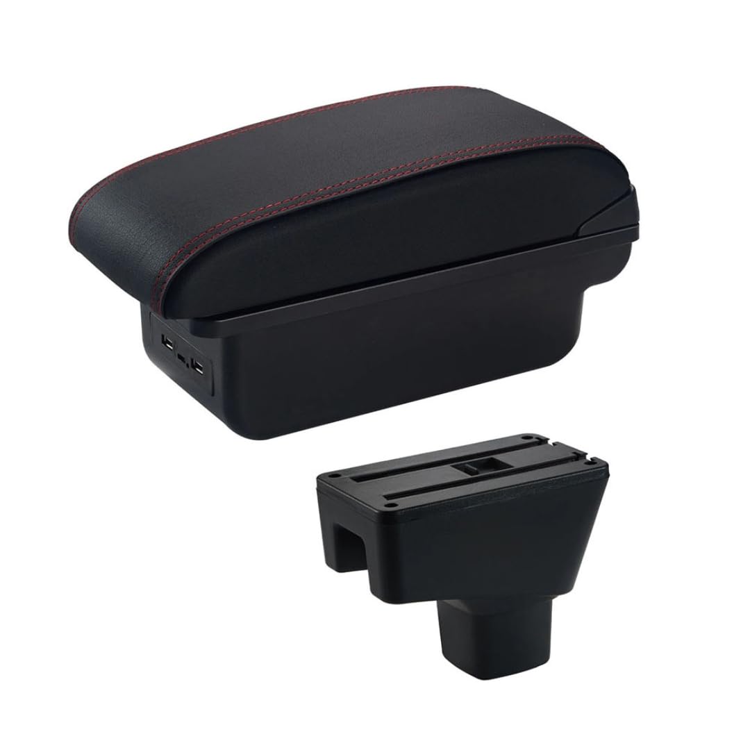 Toiumops Armrest for Suzuki SX4, Car Armrest Box Center Console Store Box(C1 Red Line USB)