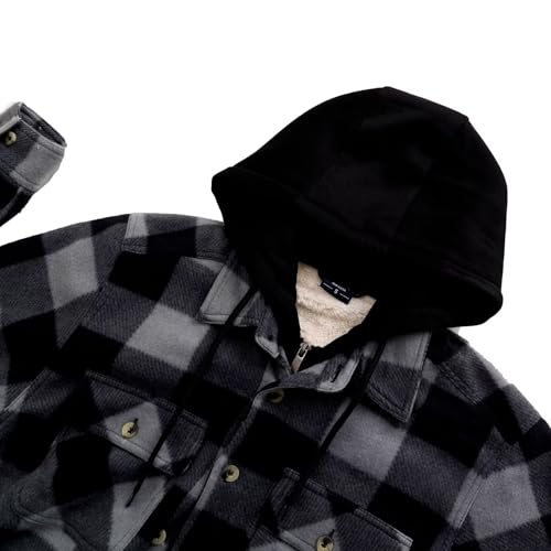 Image of LeeHanTon Mens Flannel Jacket Heavyweight Sherpa Fleece Jackets Outdoor Hiking Casual Soft Warm Coat with Pockets