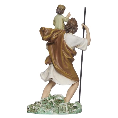 Estatua Religiosa de San Cristóbal con Niño Jesús 4 pulgadas miniatura 3