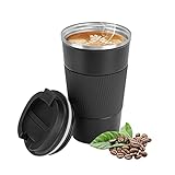 Welltop 18oz Tumbler with Lid, Stainless Steel Vacuum Coffee Mug Double Wall Insulated Coffee Travel Tumbler Leakproof with Screw Lid for Keep Hot, Ice Coffee, Tea and Beer, 510ml, Black