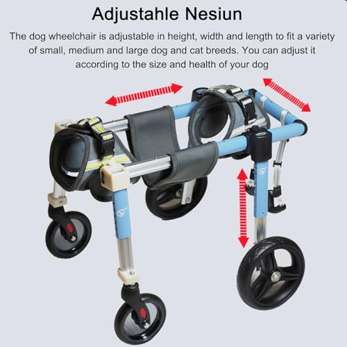 Silla de ruedas para perros: carrito de rehabilitación ajustable de 4 ruedas 3