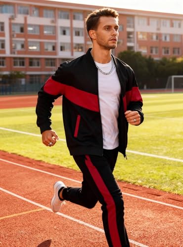 Image of HYPESTFIT Mens Lightweight Jacket Casual Bomber Jacket Color Block Varsity Coat