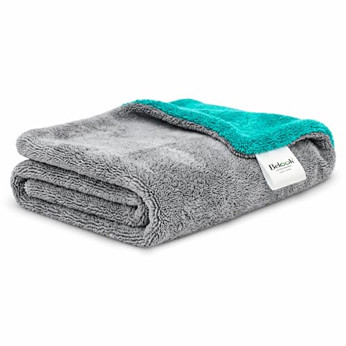 Image of Microfiber Cloth for Car 1100 GSM 40x60 cms 1 Pc Grey /Green Twisted Loop Super Absorbent Towel | Edgeless Plush Pile Design for Lint & Scratch Free Cleaning, Drying & Detailing | Safe for paint