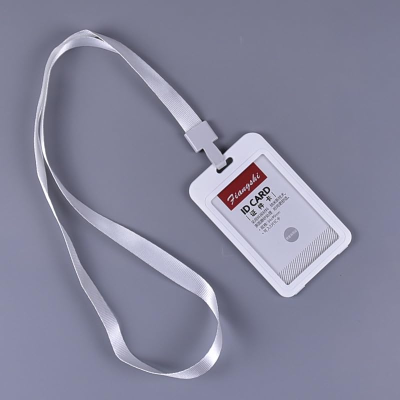 Porta badge con badge con cordino, porta badge, bianco