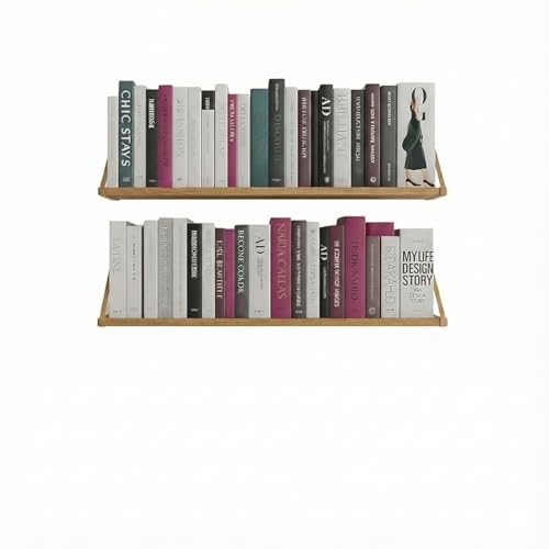 Image of Amazon Brand - Solimo Bookshelf for Wall with Metal Brackets | Home Decorative Wall Shelf | Wall Hanging Shelf for Books, Living Room, Bedroom (Design 1)