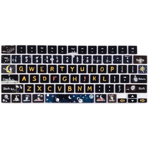 WSLUCKO Keyboard Cover Skin for 2021-2024 MacBook Pro 14/16 (A2442 A2485 A3112 A3401 A3403 A2992 A2779 A2780 A2991 A2918 M1/M2/M3 M4) & MacBook Air 13.6''/15'' (A2681 A3113 A2941 A3114),Space Man by WSLUCKO - Used condition - US$8.01