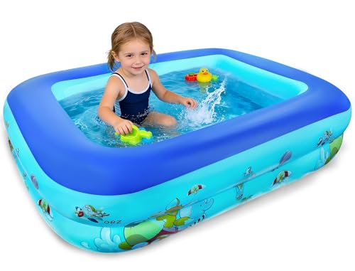 Piscine Gonflable Rectangulaire, Petite Piscine Gonflable Enfant, 120 cm Piscine Rectangulaire Enfant, Pataugeoire Gonflable Portable pour Balcon, Jardin,...