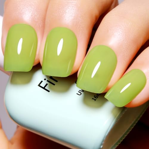 Firedeep Vert Kiwi Gel Polish Shimmer Uv/Led Light Green Gel Polish For Autumn And Winter 16ml 1pcs
