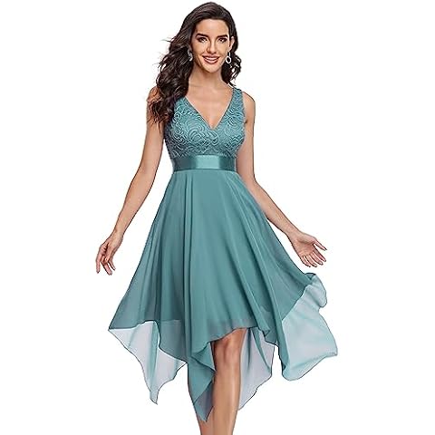 Ever-Pretty Dusty Blue Lace Midi Dress Cover