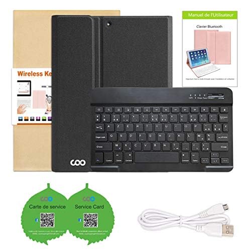 Clavier Bluetooth AZERTY Français Pour IPad 10.2" (9e/8e/7e Gen) - Coque Magnétique Détachable Avec Fente Stylet