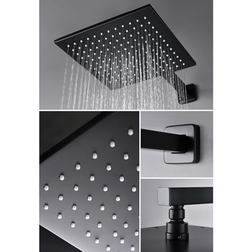 Mitigeur de douche encastré noir mural avec sa douchette à main 2 modes