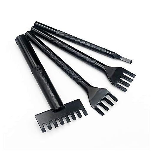 OWDEN Kit de 4 peças de cintos de costura com cadarço de couro de 3 mm (1/8") para artesanato em couro, 1Prong, 4Porng, 4Prong (angular), 8 garras