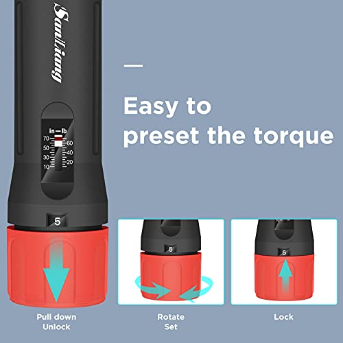 Image of Sanliang Torque Screwdriver Wrench Driver Bits Set 10-70 Inch Pounds lbs for Maintenance,Tools, Bike Repairing and Mounting. (10-70 in-lbs)
