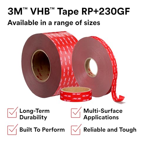 Image of 3M VHB Tape RP+230GF, Gray, 1 /2 in x 36 yd, 90 mil, Film Liner, 18 Rolls /Case