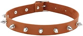 MILAKOO Women Men Cool Punk Goth Metal Spike Studded PU Leather Collar Black Choker Necklace